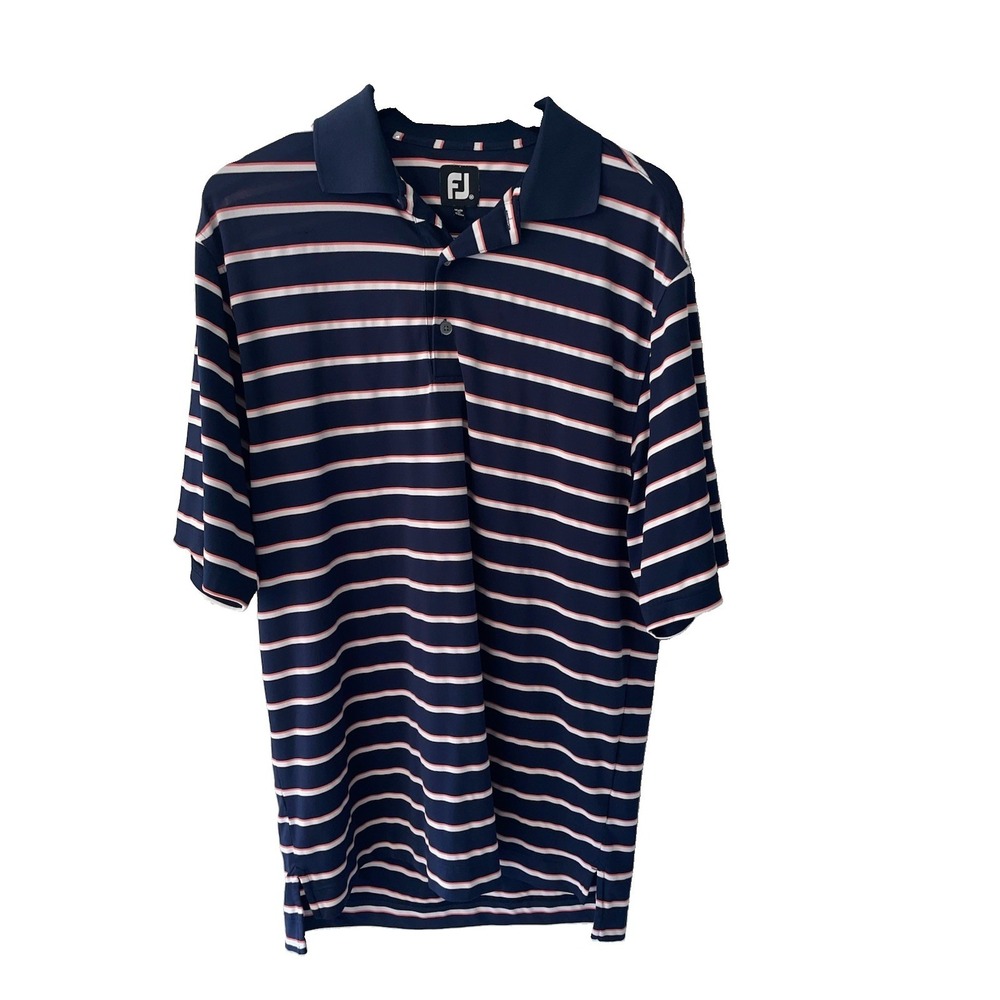 FOOTJOY Active Golf Polo Shirt  Size Medium Blue Navy Stripe